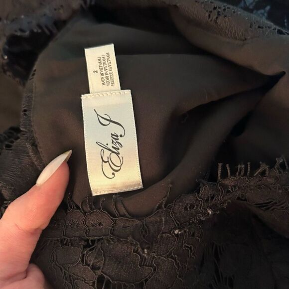 Eliza J Black Lace Short Sleeve Midi Dress - Picture 5 of 5